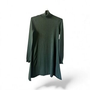 Max Studio‎ XS Turtleneck Long Sleeve Sweater dress dark Green Cotton Rayon
